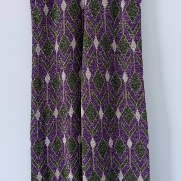 Dixie Metallic Wide Leg Pants Disco 70s 80s Purple Green Gold S Italy - Picture 3 of 13